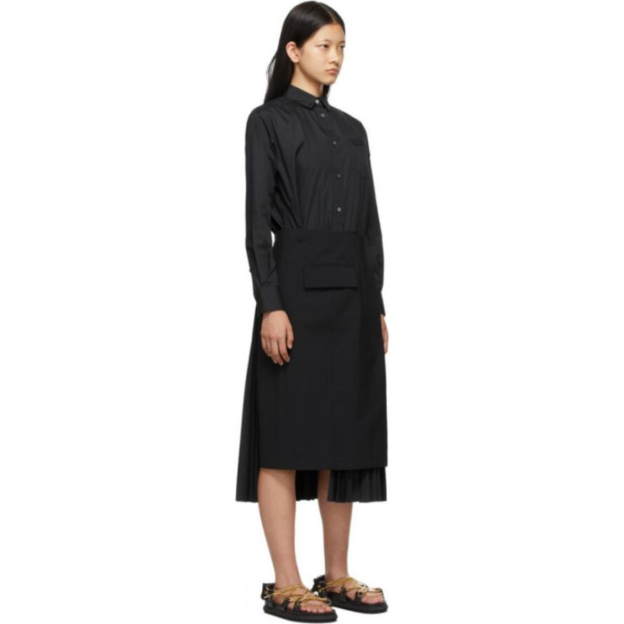 超高品質で人気の Sacai サカイ Black Dress Mix Suiting Pleated Black ワンピース・ドレス ワンピース  レディース Sacai サカイ ワンピース・ドレス レディース ワンピース - ワンピース、チュニック