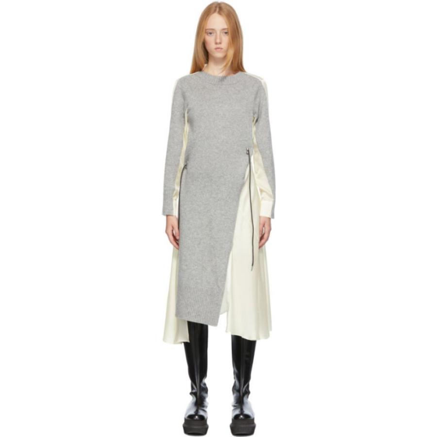 大特価 レディース ワンピース サカイ Sacai ワンピース ドレス White Grey Off Light Dress Knit Wool Beige Grey ワンピース ドレス ワンピース レディース Sacai サカイ ワンピース チュニック