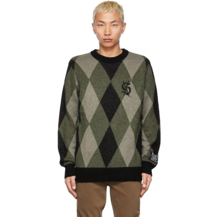2021新商品 スビ Ksubi メンズ ニット・セーター トップス Green Knit Argyle Old Dollar Sweater Green ニット、セーター