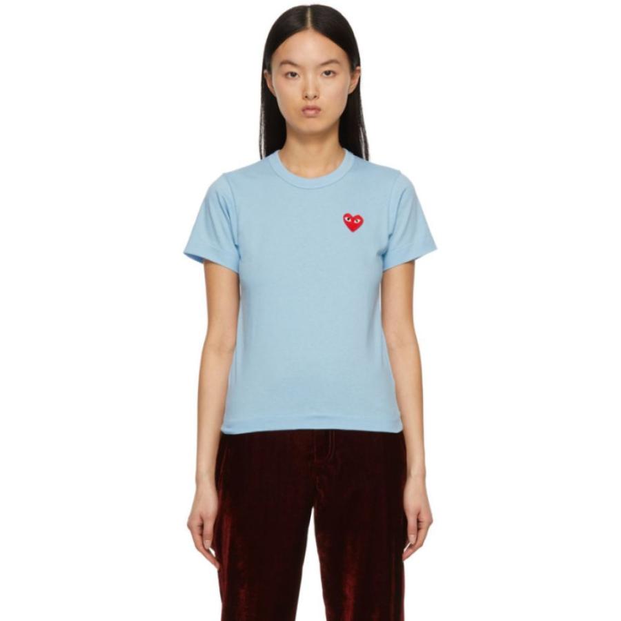 100 品質保証 コム デ ギャルソン Comme Des Garcons Play レディース Tシャツ トップス Blue Red Heart Patch T Shirt Blue 直売新品 Ssl Daikyogo Or Jp