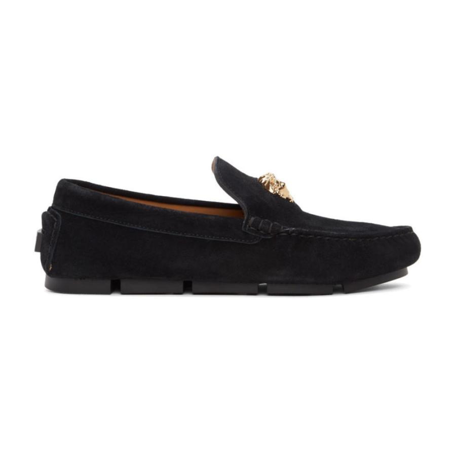 ヴェルサーチェ シューズ 靴 Versace メンズ ローファー シューズ 靴 メンズファッション Black Suede La Medusa Hc