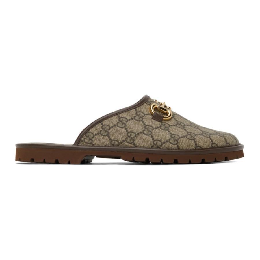 新品?正規品  グッチ Gucci Beige/Brown Loafers Slip-On Horsebit GG Brown & Beige シューズ・靴 ローファー メンズ ローファー