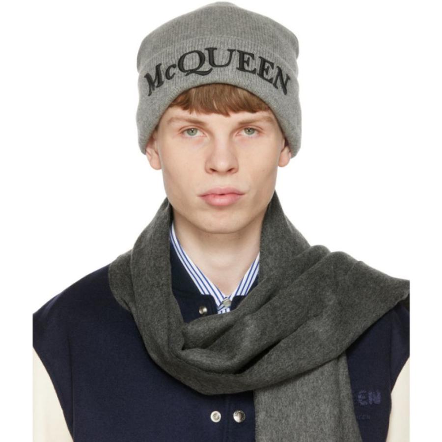 Sale Gray 帽子 ビーニー ニット メンズ Mcqueen Alexander マックイーン アレキサンダー Logo Lead Black Beanie ニット帽 ビーニー サイズ S Cm58 Michiganestateplanning Com
