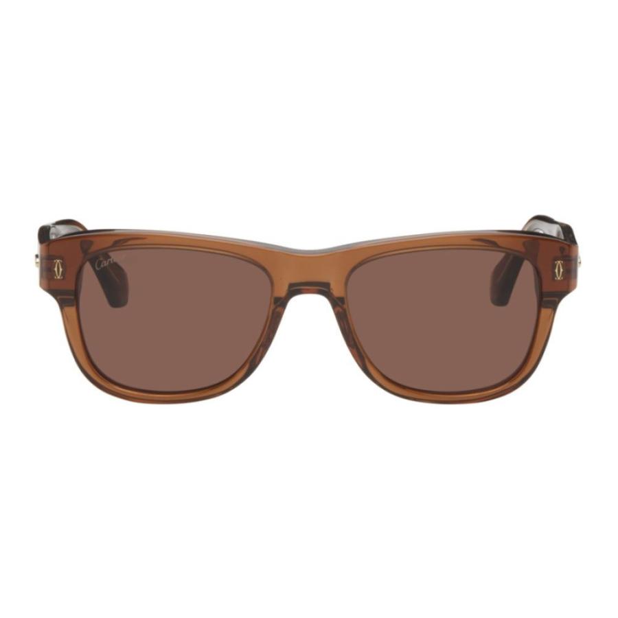 現品限り一斉値下げ！ カルティエ Cartier メンズ メガネ・サングラス Brown 'C de ' Rectangular Sunglasses Brown サングラス