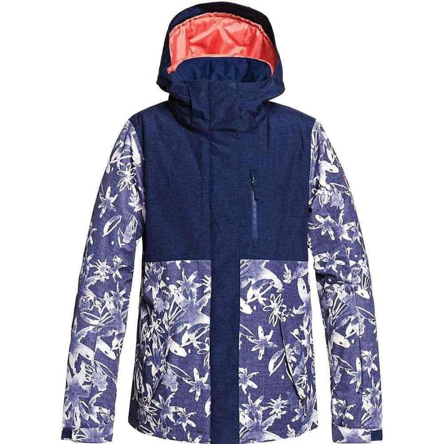 クリスマス特集 Roxy ロキシー スキー スノーボード レディース アウター ロキシー Roxy レディース Flowers Denim Bleached Mid Jacket Block Jetty アウター ジャケット スキー スノーボード ウエア Meorboston Org
