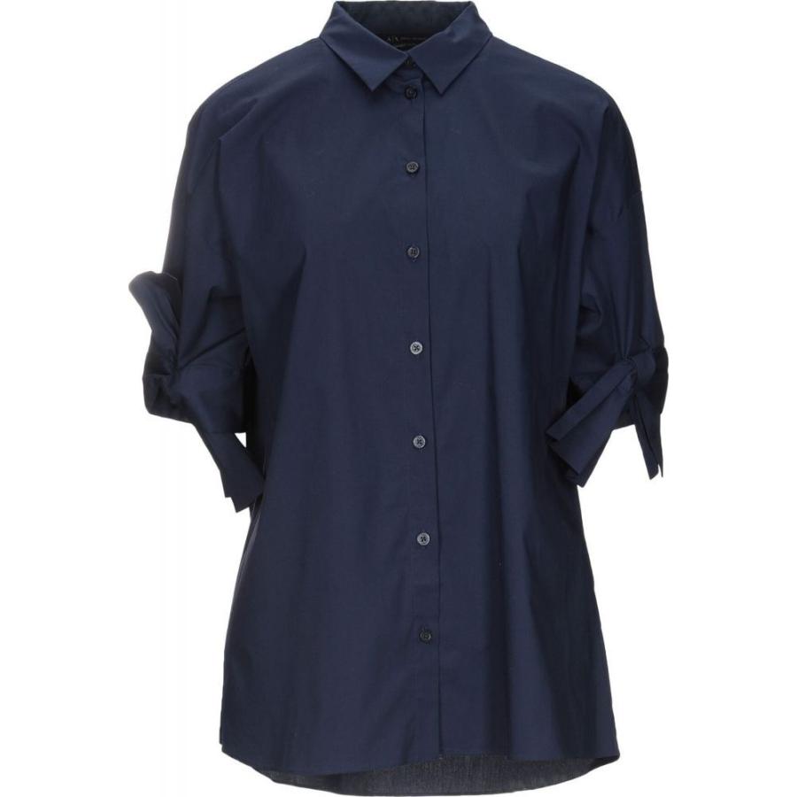 新品 & Shirts Color Solid トップス ブラウス・シャツ レディース EXCHANGE ARMANI アルマーニ Blouse blue Dark 長袖