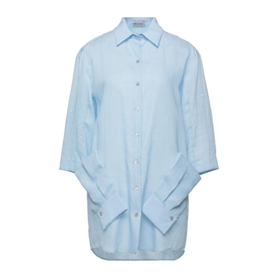 特別価格 Linen トップス ブラウス・シャツ レディース BALOSSA バロッサ Shirts blue Sky 長袖