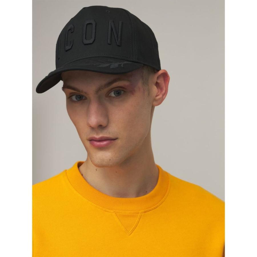 大きな取引 ディースクエアード Dsquared2 メンズ キャップ 帽子 Icon Cotton Canvas Baseball Hat Black キャップ サイズ Unique