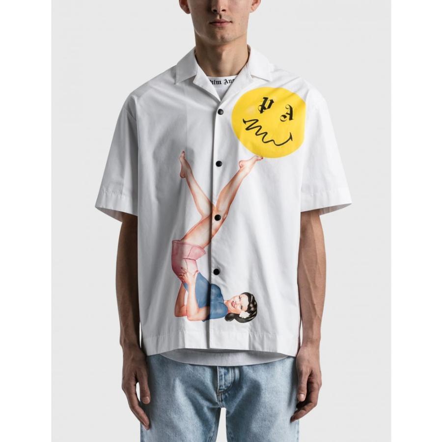 半額品 パーム エンジェルス Palm Angels メンズ ボウリング ボーリングシャツ トップス Juggler Pin Up Bowling Shirt White 国内最安値 Vasbayankuaforu Com