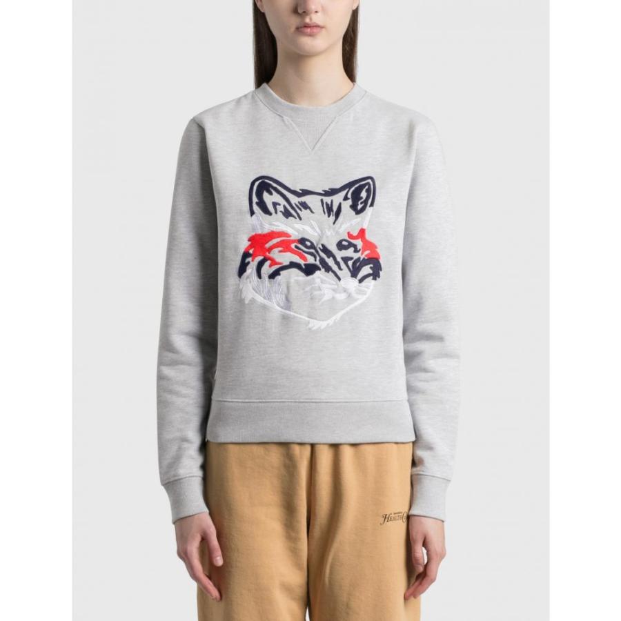 在庫処分大特価 メゾン キツネ Maison Kitsune レディース スウェット トレーナー トップス Big Fox Embroidery Regular Sweatshirt Grey Melange 残りわずか 在庫限り超価格 Newmatic Ae