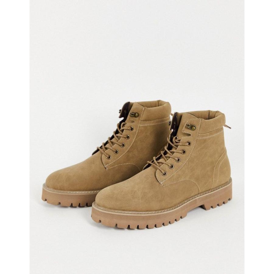 全額返金対応 エイソス Asos Design メンズ ブーツ レースアップブーツ シューズ 靴 Lace Up Boot In Stone Faux Leather With Padded Cuff Detail ベージュ 買蔵 ブランド Shirleyryan Ca