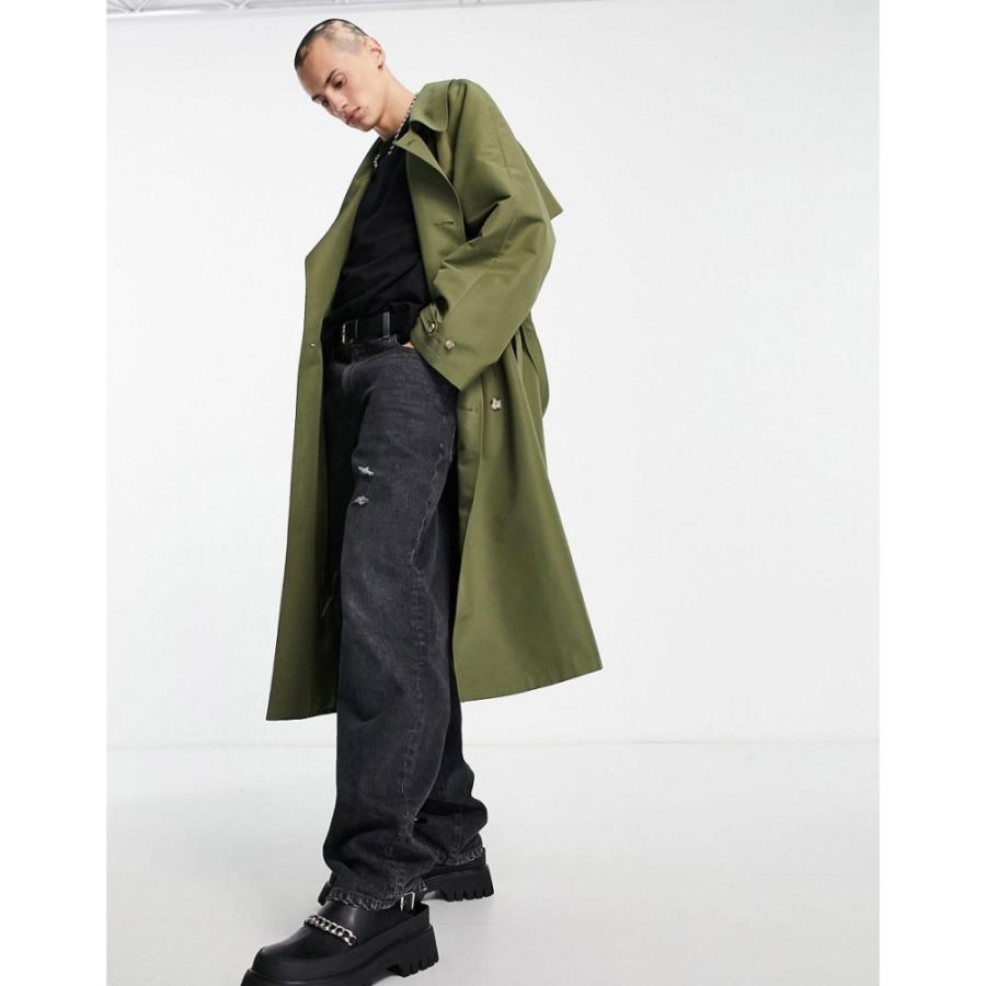 エイソス Asos Design メンズ トレンチコート アウター Oversized Trench Coat In Khaki グリーン Ap フェルマート Fermart 1号店 通販 Yahoo ショッピング