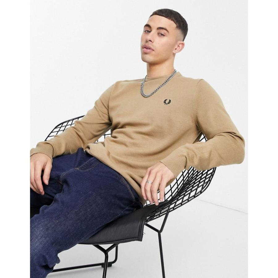 春夏新作 メンズ Perry Fred フレッドペリー トップス メンズ ニット セーター フレッドペリー Perry Fred ニット セーター ベージュ Stone In Jumper Neck Crew Classic トップス トップス