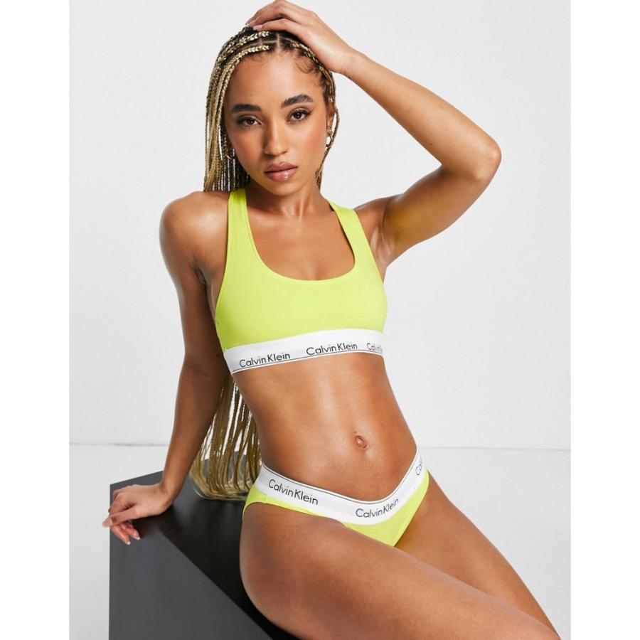 訳あり Unlined Cotton Modern インナー 下着 ブラレット レディース Klein Calvin カルバンクライン Logo Yellow Citrina In Bralette その他ブラジャー サイズ Xl Seolight 8tagplus Ir