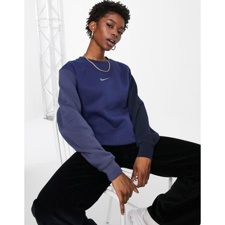 ナイキ Nike レディース スウェット トレーナー トップス Metallic Swoosh Colour Block Sweatshirt In Navy Mix ネイビー Ap フェルマート Fermart 1号店 通販 Yahoo ショッピング