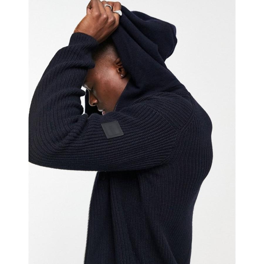 絶対一番安い Cardigan Hooded Koody トップス フード カーディガン メンズ Boss ボス ヒューゴ トップス メンズ カーディガン ボス ヒューゴ Boss In ダークブルー Blue Dark トップス