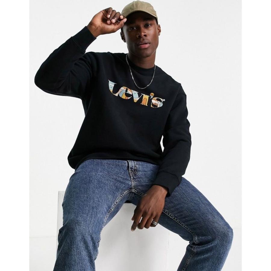 本店は Sweatshirt トップス スウェット トレーナー メンズ Levi S リーバイス トップス メンズ スウェット トレーナー リーバイス Levi S In ブラック Logo Chest Rv With Black トップス