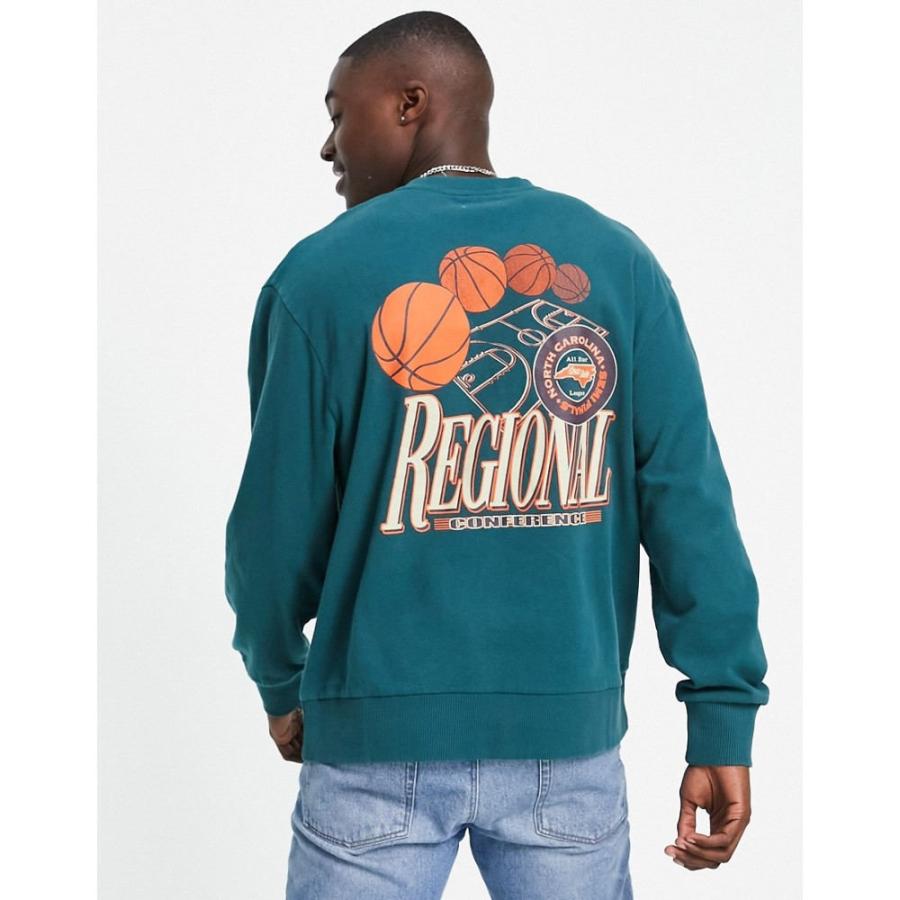 正規 ブランド トップマン Topman メンズ スウェット トレーナー トップス Regional Basketball Sweat In Green グリーン アウトレットオンライン Www Superavila Com