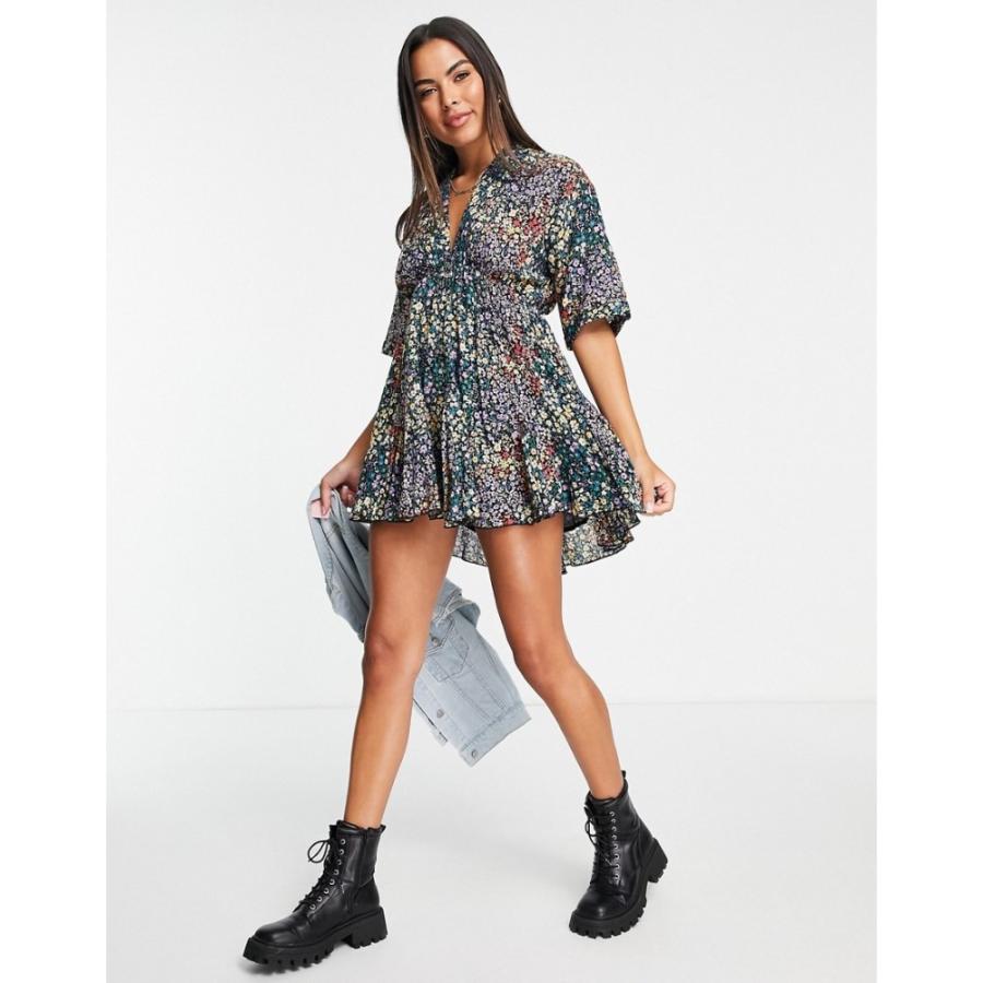 エイソス Asos Design レディース ワンピース ワンピース ドレス V Front V Back Godet Skater Mini Dress In Mixed Ditsy Floral Print Ap フェルマート Fermart 1号店 通販 Yahoo ショッピング