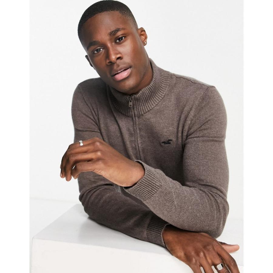 ホリスター Hollister メンズ ニット セーター トップス Quarter Zip Knit Jumper In Brown Grey グレー Ap フェルマート Fermart 1号店 通販 Yahoo ショッピング