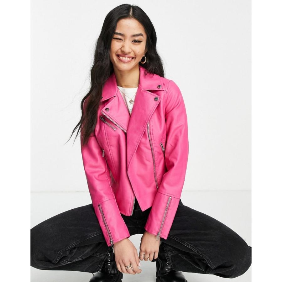 ミス セルフリッジ Miss Selfridge レディース レザージャケット ライダース アウター Faux Leather Zip Front Biker Jacket In Fuschia フューシャピンク Ap フェルマート Fermart 1号店 通販 Yahoo ショッピング