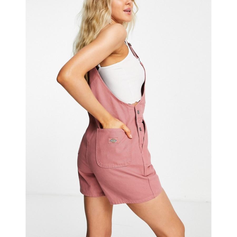 予約中 オーバーオール レディース Dickies ディッキーズ ボトムス パンツ レッド Purple In Dungaree Short Canvas Duck サロペット オーバーオール サイズ S Ackstructural Com