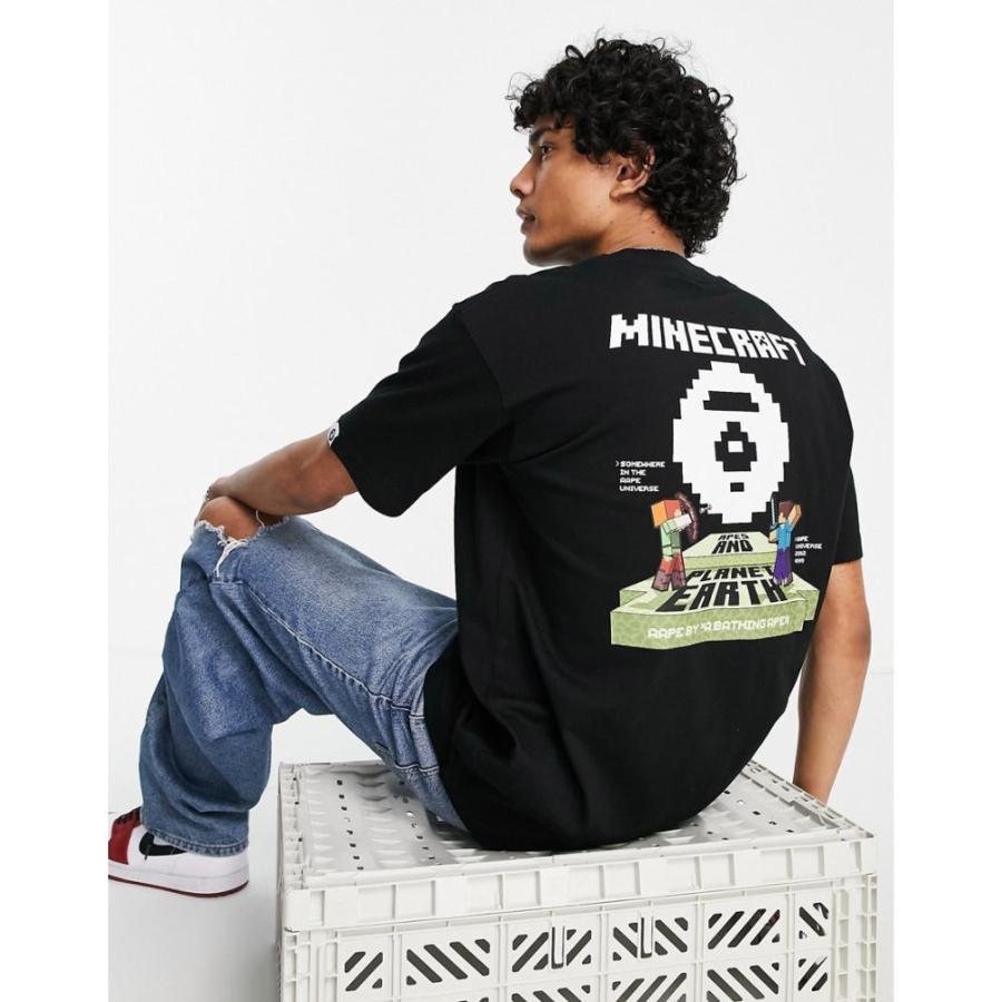 AAPE BY A BATHING APE ベイシング エイプ Tシャツ メンズベイシング エイプ AAPE BY A BATHING APE メンズ Tシャツ トップス Aape By A Bathing Ape X Minecraft Target Back Print T-Shirt In Black ブラック