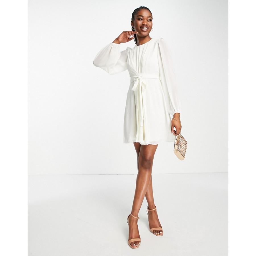 フォーエバーニュー Forever New レディース ワンピース ミニ丈 ワンピース ドレス Pleated Tie Waist Mini Dress In Ivory アイボリー Acampamentoiswe Com Br