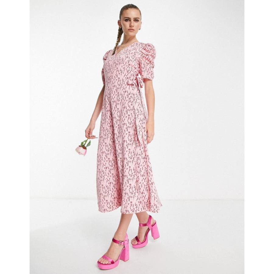 超可爱 ワイ エー エス Y A S レディース ワンピース ラップドレス ミドル丈 Bridesmaid Ruched Sleeve Wrap Midi Dress In Pink Red Floral ピンク レッド ワンピース サイズ Xs Westsidekebab De