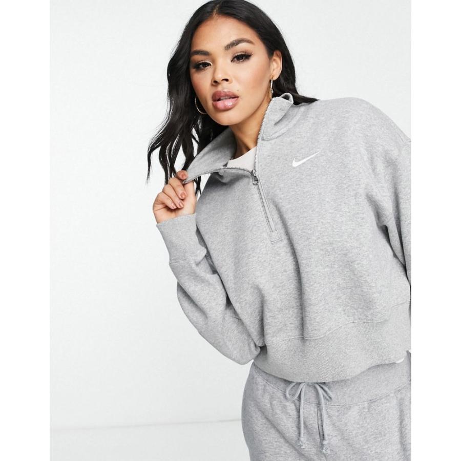 Nike ナイキ スウェット トレーナー レディース トップスナイキ Nike レディース スウェット トレーナー トップス Mini Sw00sh Quarter Zip Sweatshirt In Grey And Sail グレー トップス 美品 Www Eurodobrasil Com Br