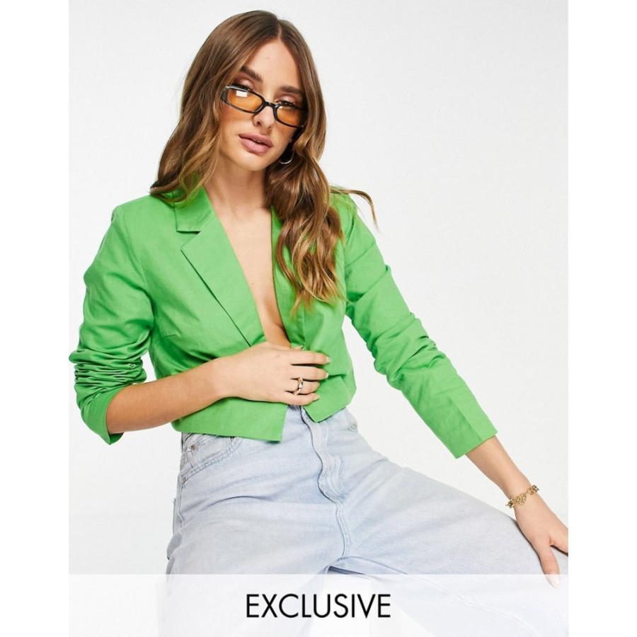 割引発見 ワイ エー エス Y A S レディース スーツ ジャケット アウター Exclusive Tailored Cropped Linen Blazer In Green ブライトグリーン テーラード ブレザー サイズ L Alice Com Ve