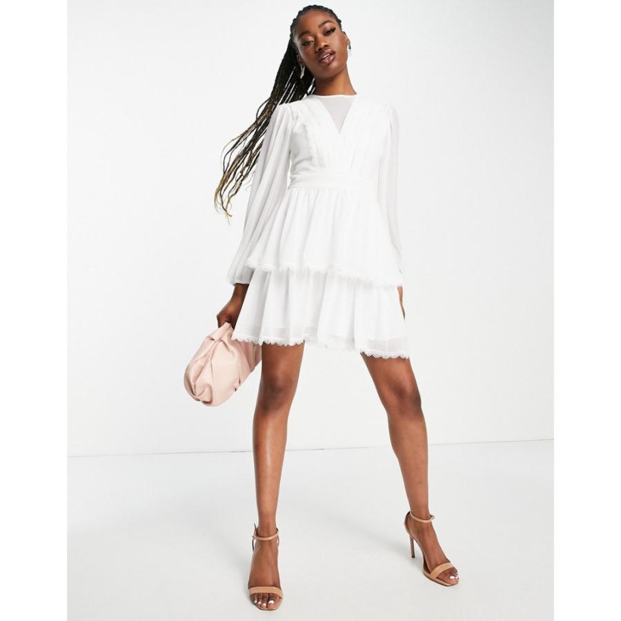 好きに フォーエバーニュー Forever New レディース ワンピース ａライン ワンピース ドレス Tiered Sheer Mini Dress In White Lace ホワイト ワンピース サイズ Uk8 Simpaticnoiprakticno Rs