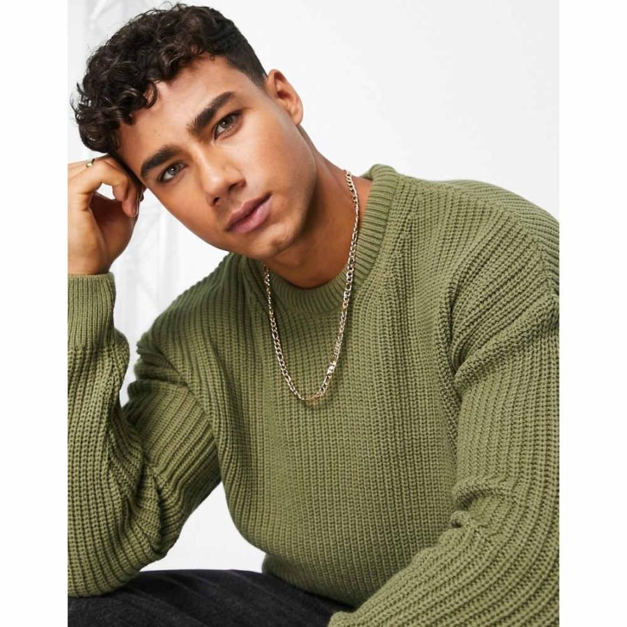 22福袋 トップス ニット セーター メンズ Look New ニュールック Relaxed ライトカーキ Khaki In Jumper Fisherman Knitted Fit ニット セーター サイズ M qhema Com