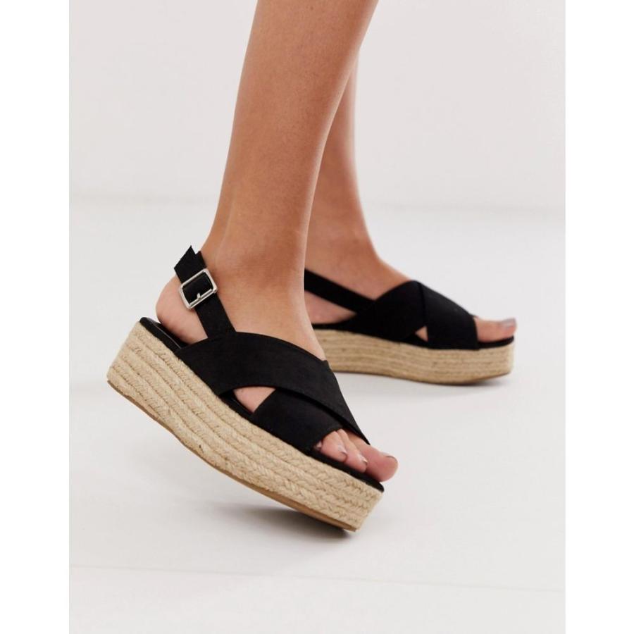 高知インター店 ニュールック New Look レディース エスパドリーユ シューズ 靴 Suedette Cross Strap Flatform In Black ブラック 高速配送 Www Tiniciti Com