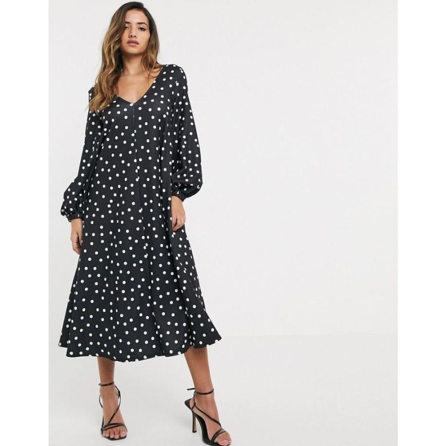 エイソス Asos Design レディース ワンピース Vネック ミドル丈 ワンピース ドレス Textured Midi V Neck Swing Dress In Spot Print ポルカドット Ap フェルマート Fermart 1号店 通販 Yahoo ショッピング