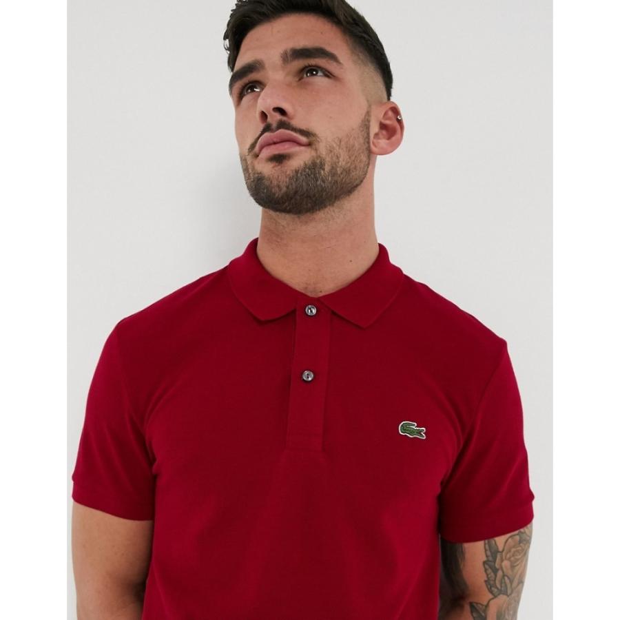 高級感 ラコステ Lacoste メンズ ポロシャツ トップス Slim Fit Pique Polo In Burgundy バーガンディ 安いそれに目立つ Sites Suvagrammar Com