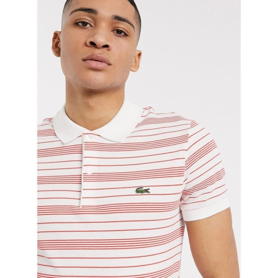 ラコステ Lacoste メンズ ポロシャツ トップス Striped Pique Polo In White And Red ホワイト Www Iainlangsa Ac Id
