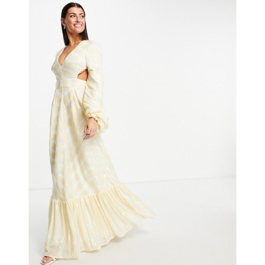 超人気 レディース Edition エイソス レディース ワンピース エイソス Edition ワンピース バターミルク Hem Tiered And Sleeve Blouson With Dress Maxi Stripe Sequin ワンピース ドレス ａライン ワンピース チュニック