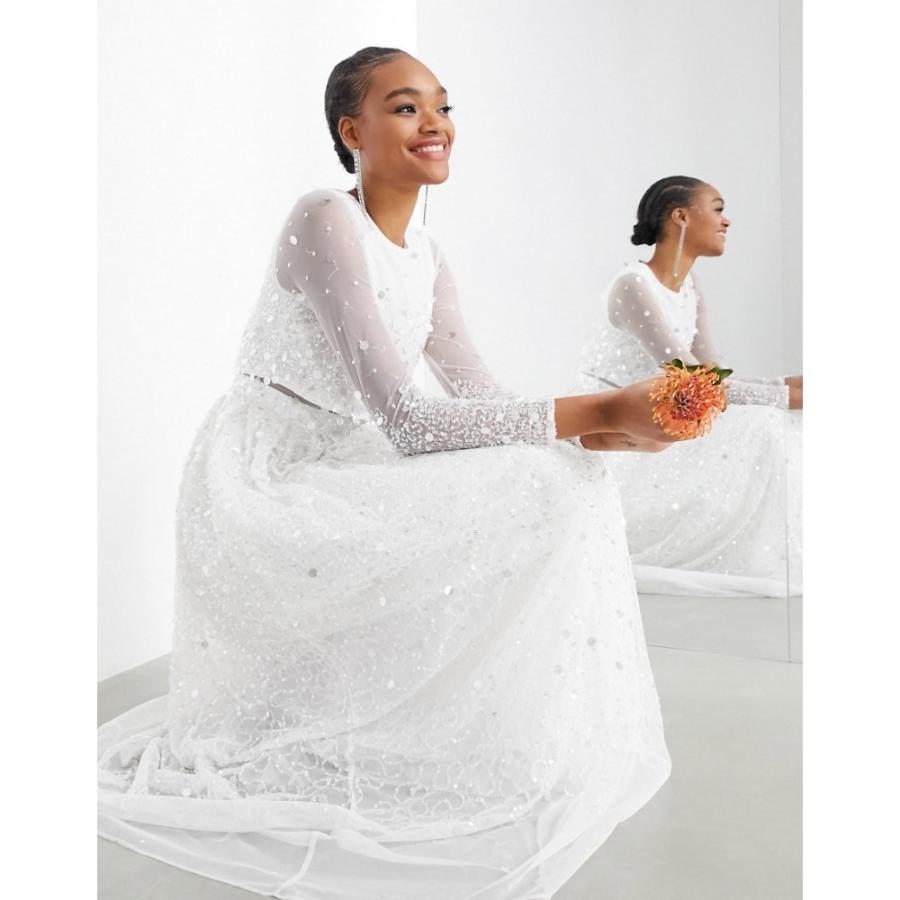 楽天ランキング1位 エイソス Asos Edition レディース パーティードレス ウェディングドレス ワンピース ドレス Marie Scatter Sequin Crop Top Wedding Dress アイボリー 高速配送 Cepici Gouv Ci