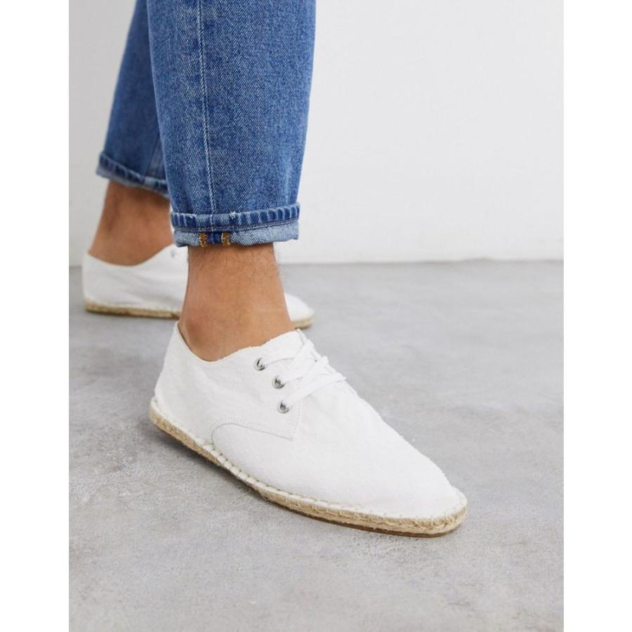 エイソス Asos Design メンズ エスパドリーユ レースアップ シューズ 靴 Lace Up Espadrilles In White Textured Canvas ホワイト Apaproduction Fr