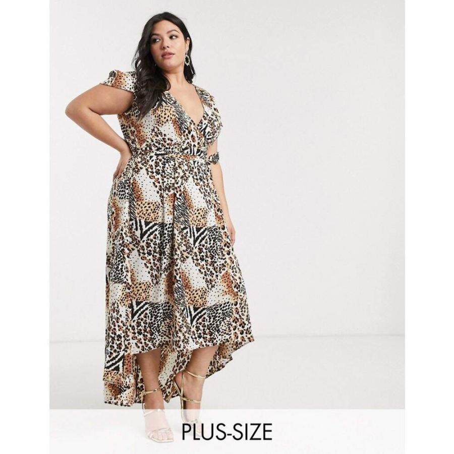 アックスパリス Ax Paris Plus レディース ワンピース ラップドレス ワンピース ドレス Wrap Dress With Dip Hem In Animal Print アニマル Ap フェルマート Fermart 1号店 通販 Yahoo ショッピング
