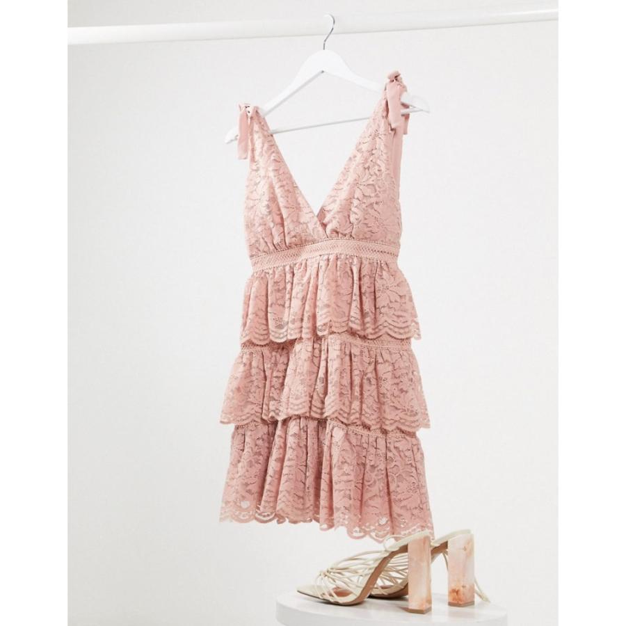 バルドー Bardot レディース ワンピース ａライン ワンピース ドレス Lace Tiered Mini Dress In Dusty Pink ダスティピンク Ap バルドー Bardot レディース ワンピース ａライン ワンピース ドレス Lace Tiered Mini Dress In Dusty Pink ダスティピンク