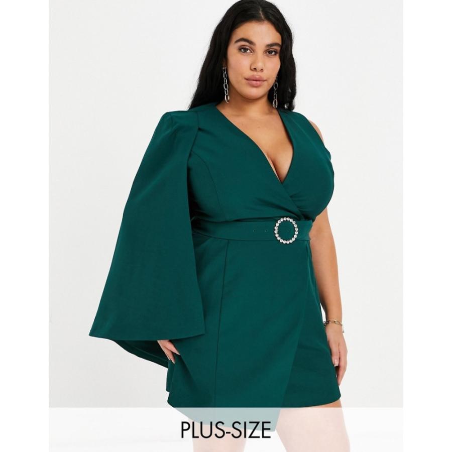 さらに値下げ ラヴィッシュアリス Lavish Alice Plus レディース ワンピース One Shoulder Cape Mini Dress With Diamante Belt Detail In Forest Green フォレストグリーン Ap フェルマート Fermart 1号店 通販 Yahoo ショッピング 全ての