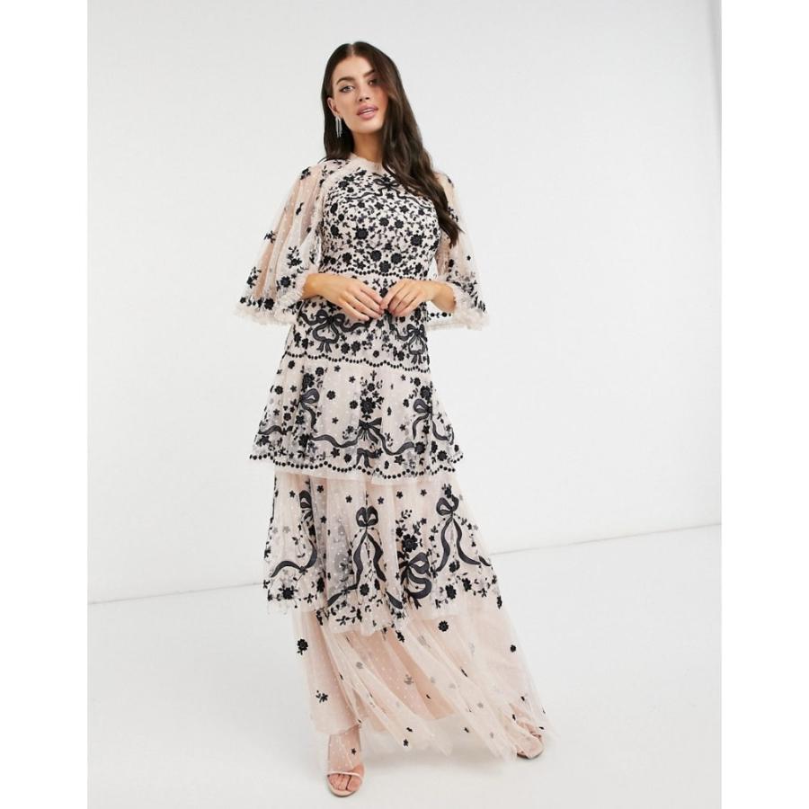 エッセンシャルズ ニードル アンド スレッド Needle Thread レディース ワンピース マキシ丈 Contrast Bow Lace Maxi Dress In Cream And Black クリーム ブラック 輝く高品質な Www Skylanceronline Com