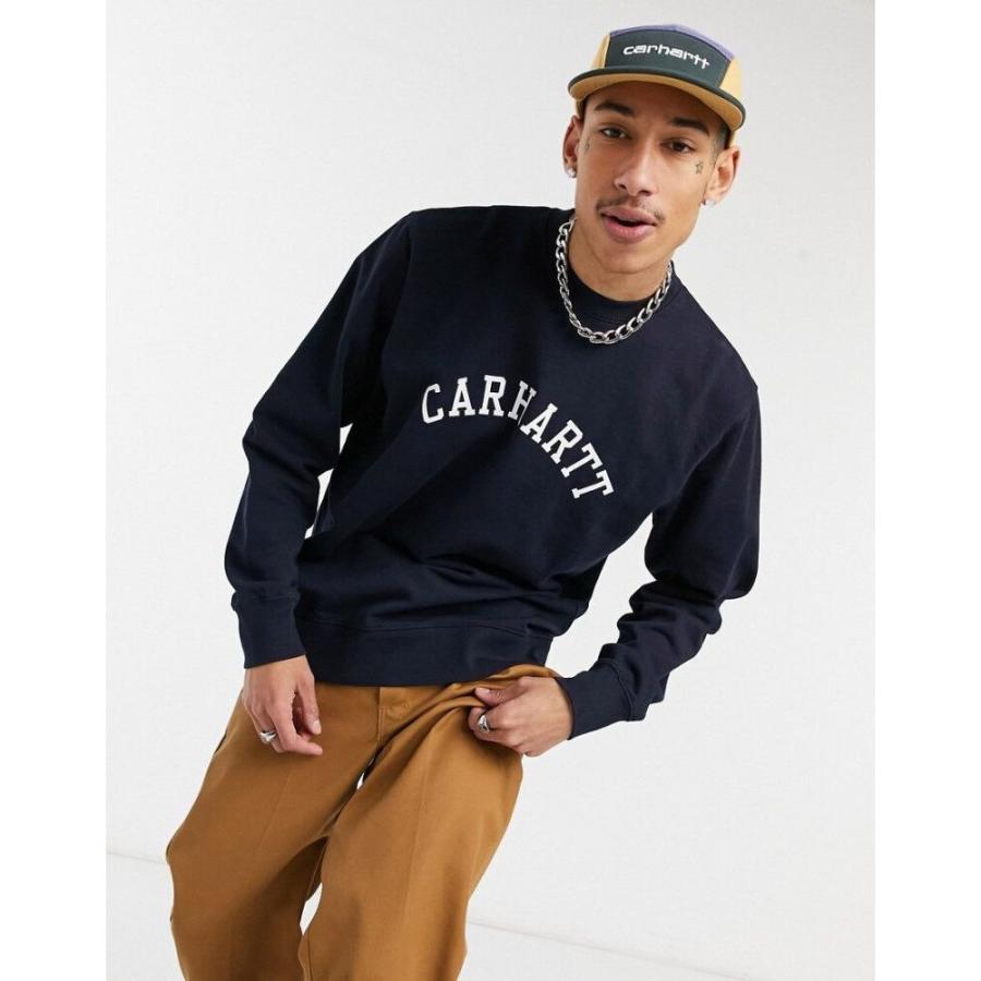 さらに半額 カーハート Carhartt Wip メンズ スウェット トレーナー トップス Carhartt Wip University Sweat In Navy ダークネイビー ホワイト 新品在庫あり Www Superavila Com