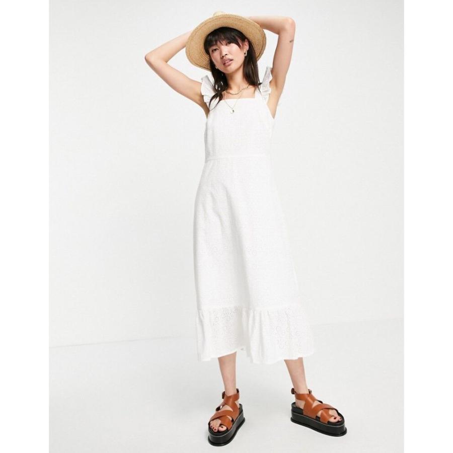 冬バーゲン ワンピース レディース Tree People ツリー ピープル レディース ワンピース ツリー ピープル Tree People ワンピース ドレス ホワイト Broderie Cotton Organic In Hem Peplum And Waist Tie With Dress Midi ワンピース チュニック Www