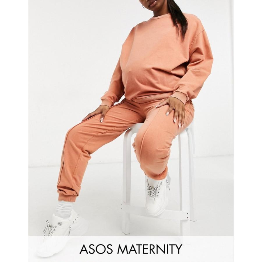 週末セール開催 エイソス Asos Maternity レディース ジャージ マタニティウェア Asos Design Maternity Tracksuit Sweat And Pintuck Front In Acid Wash In Terracotta 国内取寄せ Superavila Com