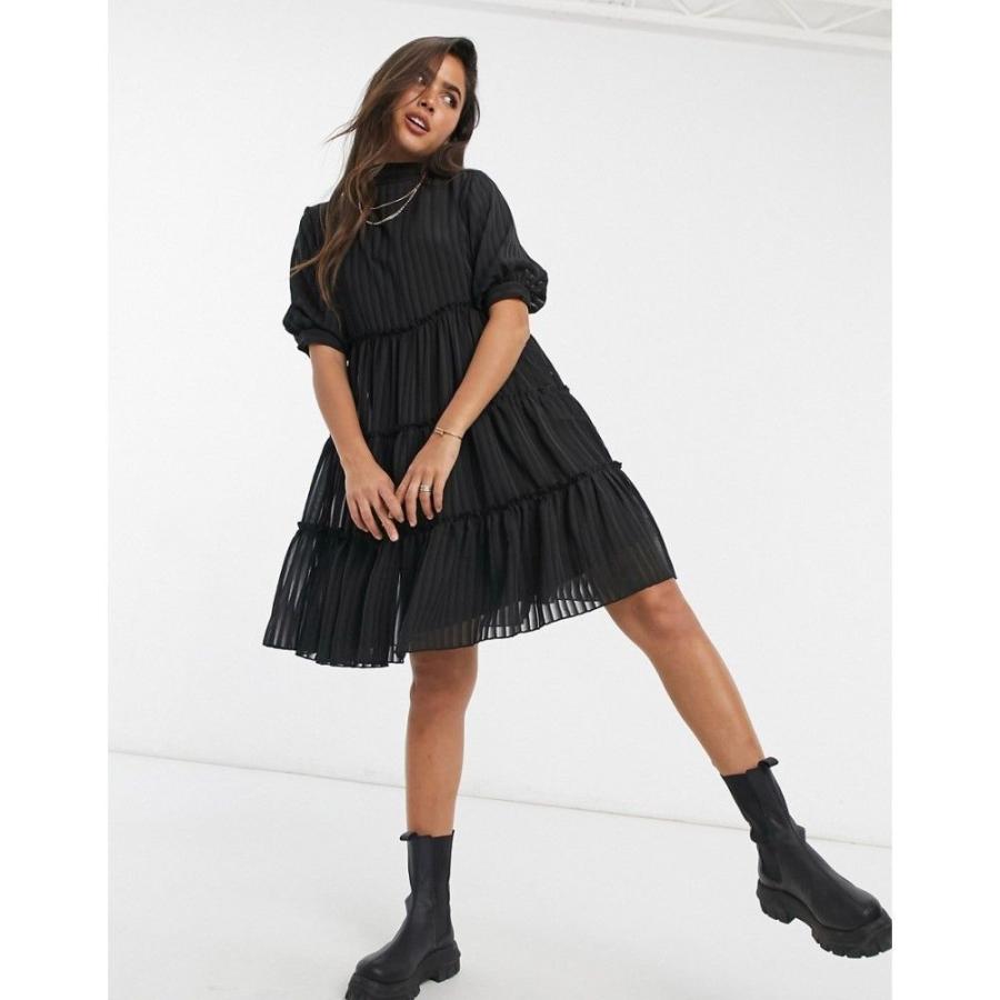 人気の売れ筋 ワイ エー エス Y A S レディース ワンピース ミニ丈 ワンピース ドレス Mini Smock Dress With Pleating And Flutter Sleeve In Black ブラック スーパー Www Superavila Com