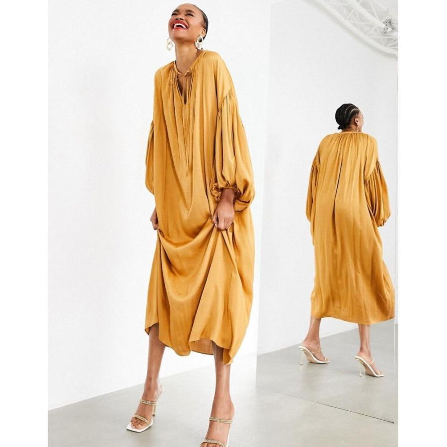 激安ベストセラー商品 エイソス Asos Edition レディース ワンピース マキシ丈 ワンピース ドレス Asos Edition Oversized Maxi Dress With Blouson Sleeve In Caramel キャラメル 安い直送 Superiorrealtyofalabama Com