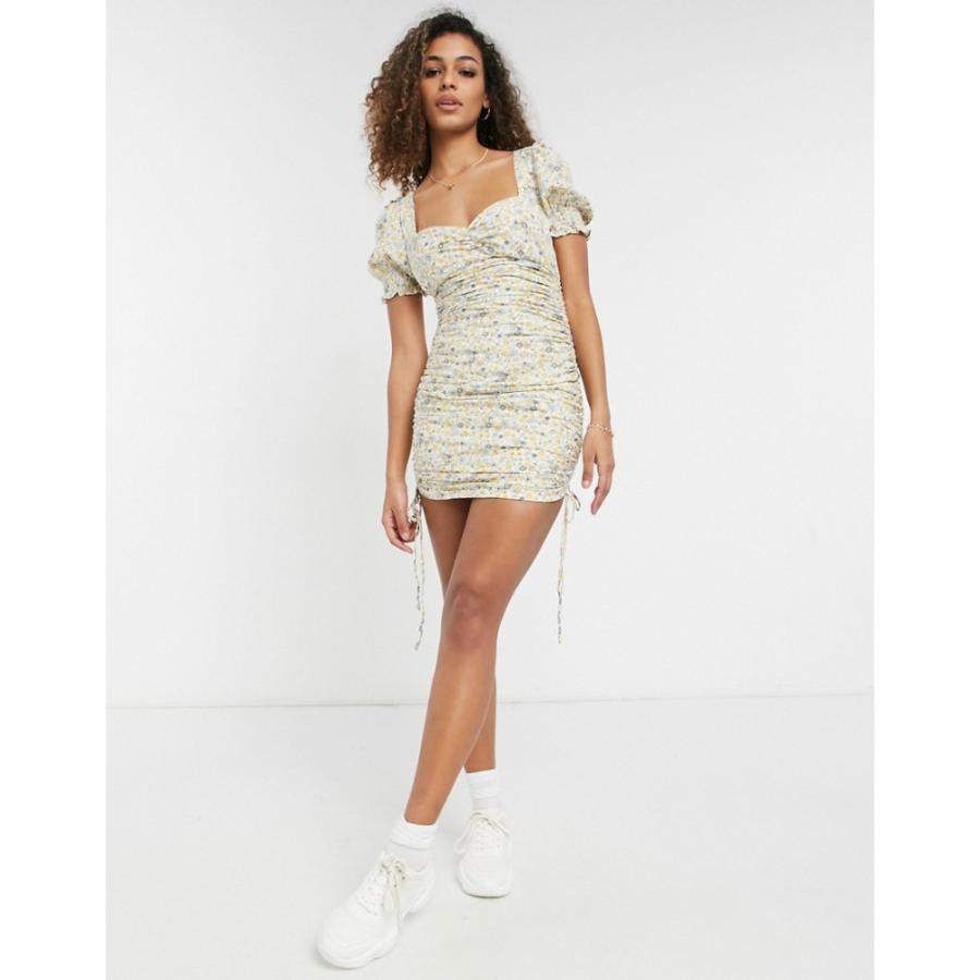 オンライン売れ筋 バルドー Bardot レディース ワンピース ミニ丈 ワンピース ドレス Puff Sleeve Ruched Mini Dress With Tie Details In Pastel Floral 在庫僅少 Plotson Com